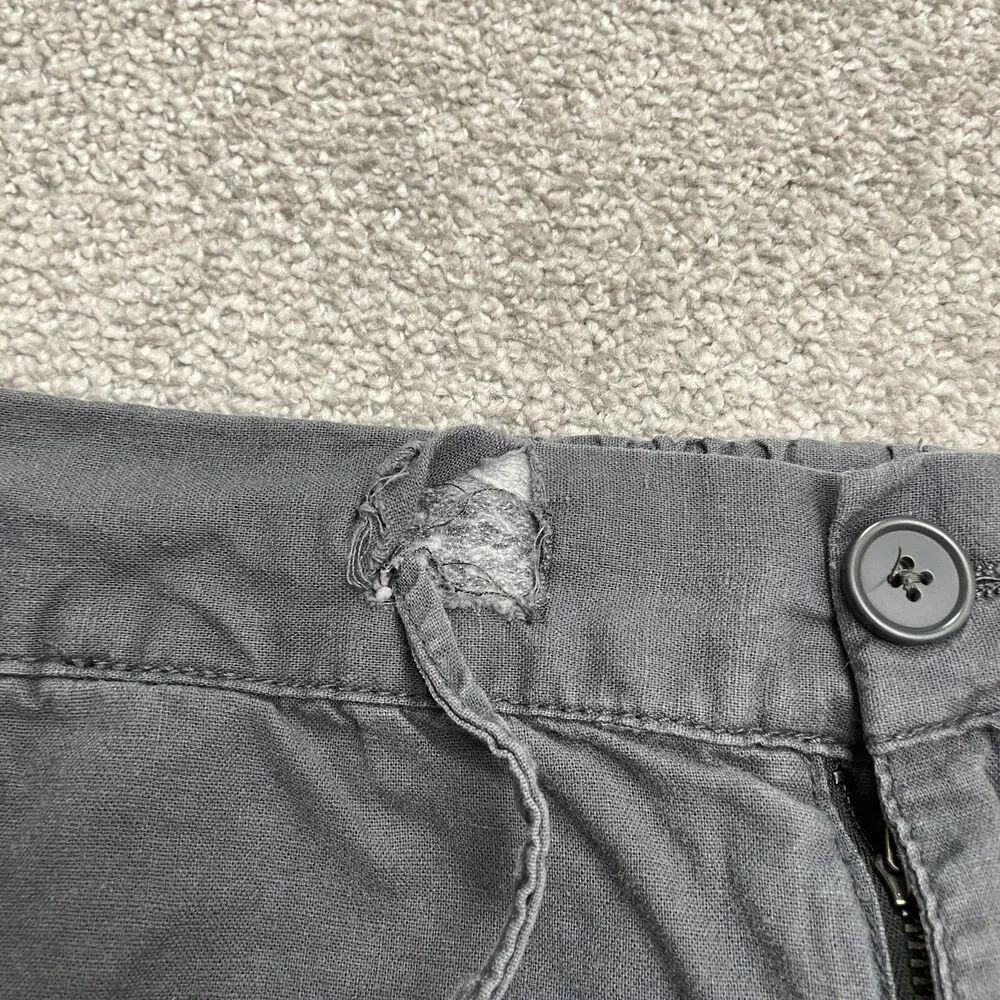 Onia Linen Blend Pants Womens Medium Dark Gray Drawstring Casual Outdoor 34x30.5